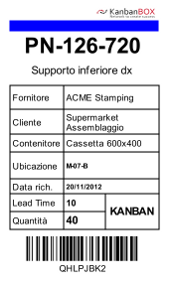 Cartellino kanban stampato con KanbanBOX